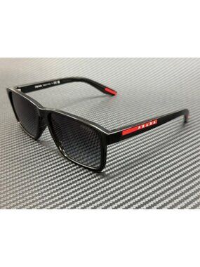New Prada Linea Rossa Men Shiny Black Sunglasses 58-17-145